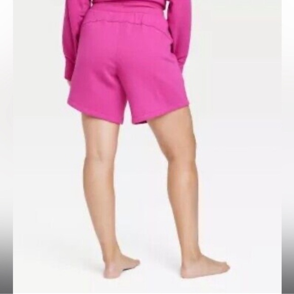 NWT All in Motion high rise fleece shorts berry purple size large - Picture 2 of 11